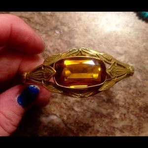 Vintage Rose Gold/ Sterling Cuff w/Citrine stone